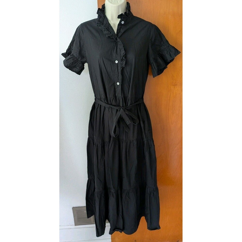 Mille Resort Victoria Tiered Maxi Ruffle Black Dress Womens Size XS